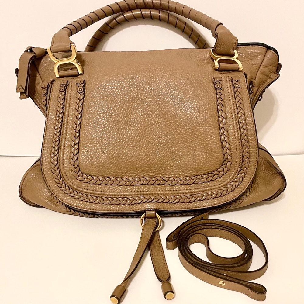 CHLOE
Nut Calfskin Leather Large Marcie Satchel